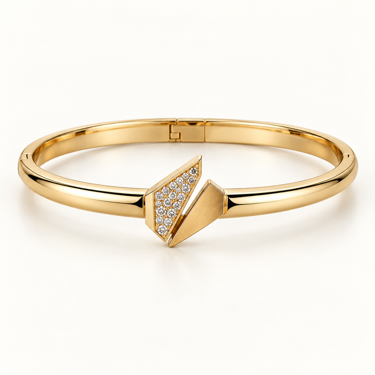 Delphi Split-Signet Bangle, a gold, white geometric bracelet