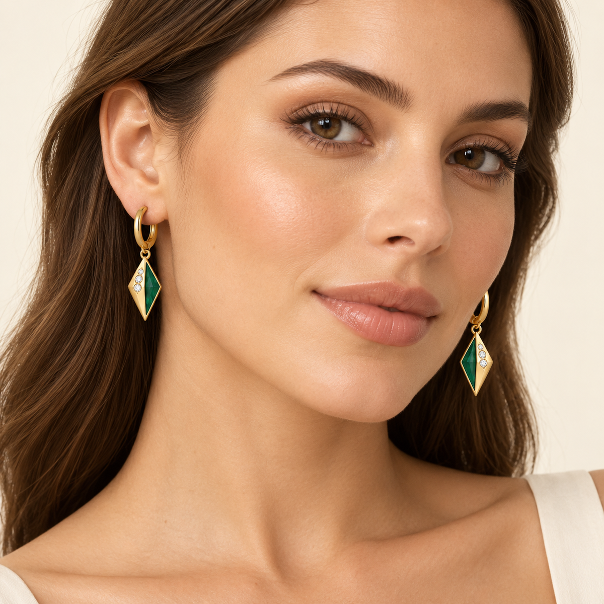 Palmyra Emerald Hoops