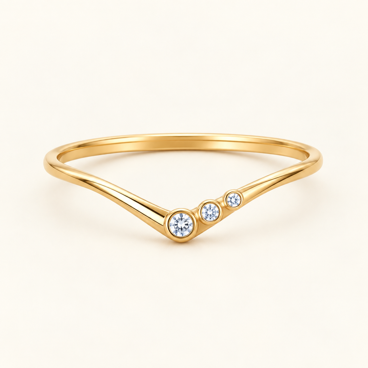 Celestine Trinity Ring, a gold, white geometric ring