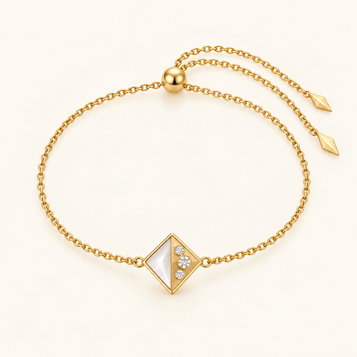 Solenne Bolo Bracelet, a gold, white geometric bracelet