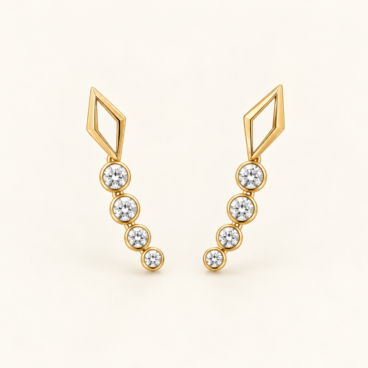 Cassiopeia Ear Climbers, a gold, white geometric earrings